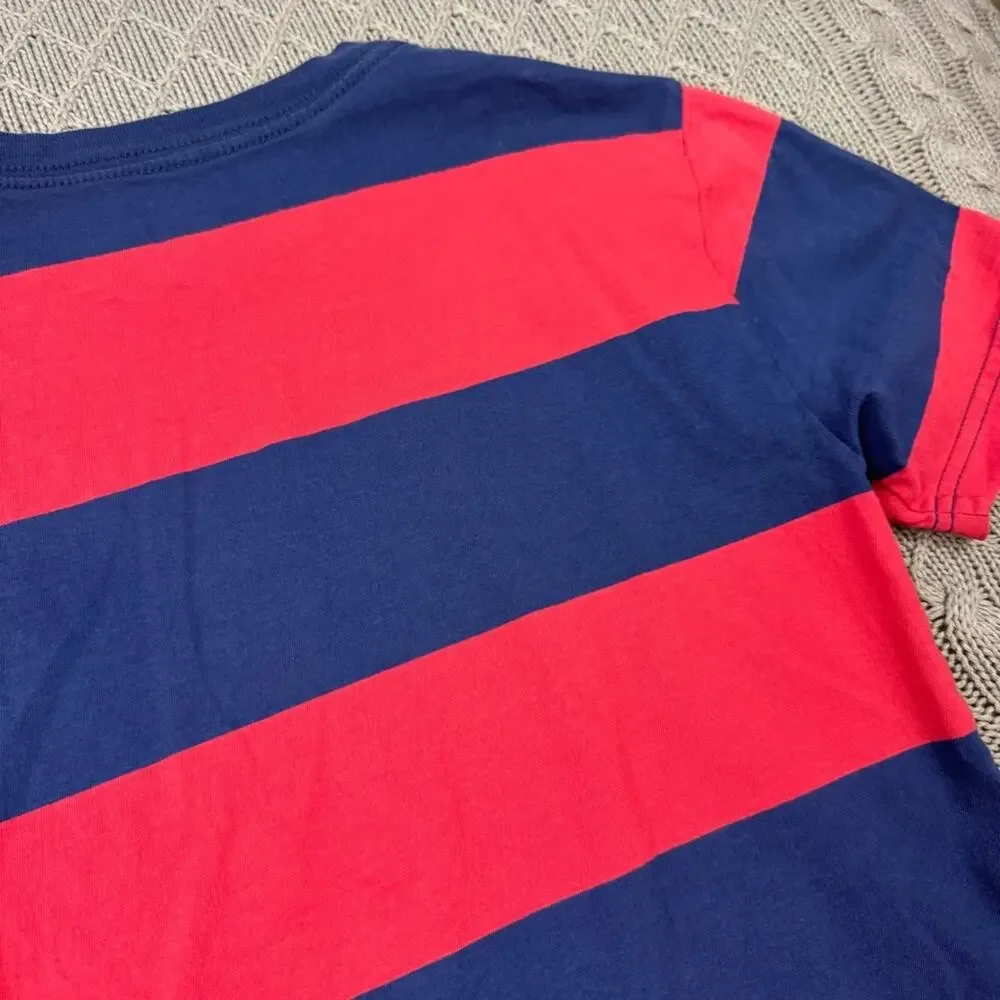 Polo by Ralph Lauren Boys Youth Red & Blue Color Block Striped Tee - 8